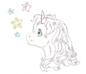 Stickdatei - Baby Unicorn LineArt 3
